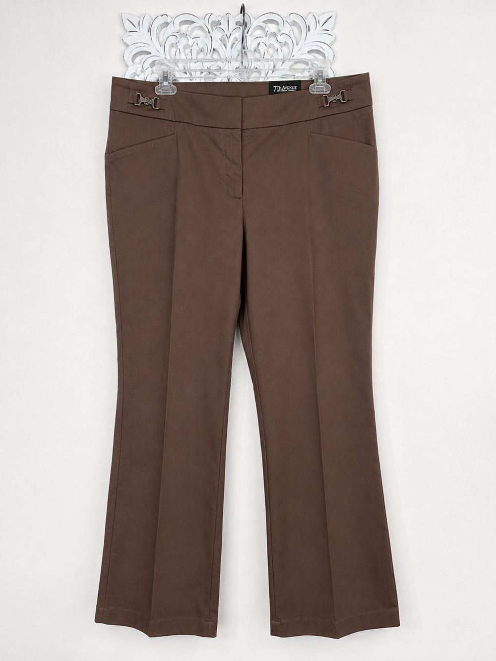 New York & Co 7th Ave Bootcut Dress Pants Brown Stretch Women's 12 NWT